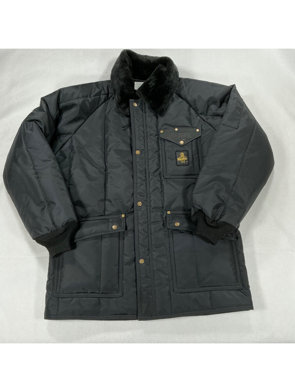 RefrigiWear Iron-Tuff Insulated Work Jacket XL Black Faux Fur Collar Coat